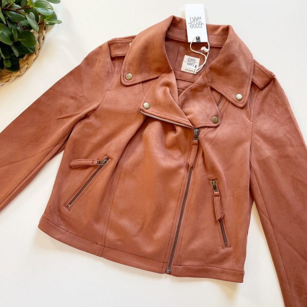 NWT | Matilda Jane Good Hart Faux Suede Brown Moto Jacket | Small